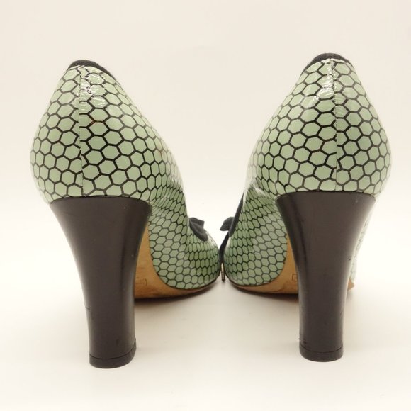 MARC JACOBS Vintage Heels Pale Blue Black Leather - Picture 5 of 9